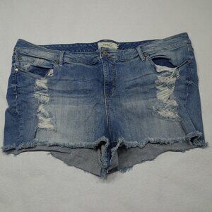 Torrid Plus Size 26 Blue Denim Distressed Cut Off Jean Shorts